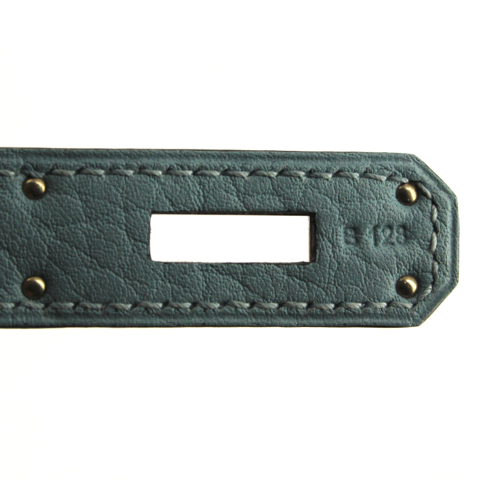 Bolso de mano Hermes Birkin 30 cm en cuero azul claro - Detail D4