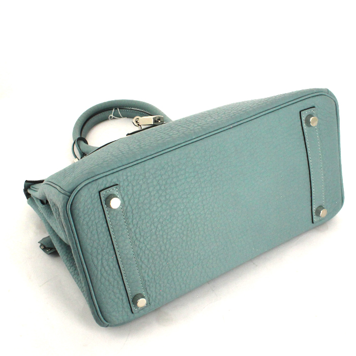 Hermes Birkin 30 cm handbag in light blue leather - Detail D5
