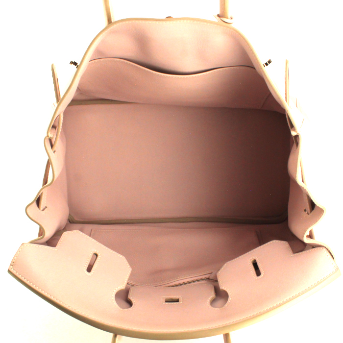 Borsa Birkin 35 cm in pelle Swift rosa pallido - Detail D2