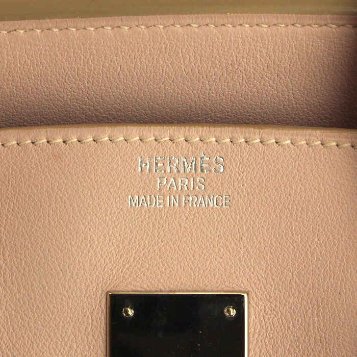 Hermes Birkin 35 cm handbag in varnished pink Swift leather - Detail D4