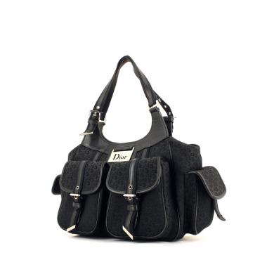 Borsa in pelle nera e tela monogram