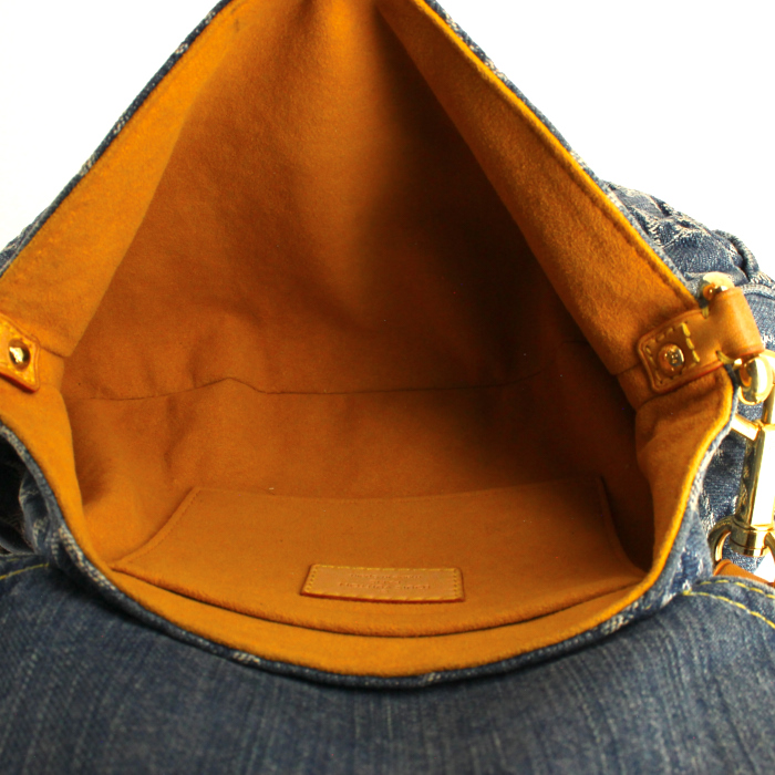 Sac à main Louis Vuitton Pleaty en toile denim monogrammée et cuir naturel - Detail D2