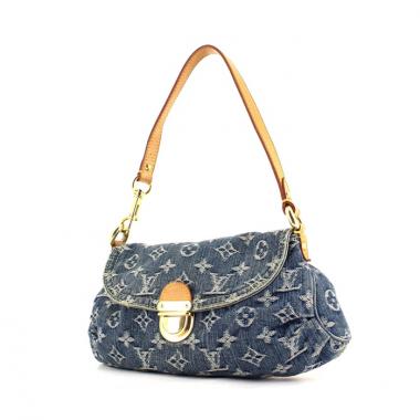 Sac à main Louis Vuitton Pleaty en toile denim monogrammée et cuir naturel