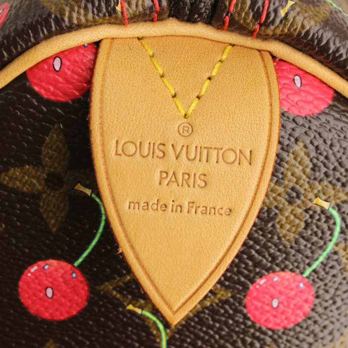 Bolso de mano Louis Vuitton Speedy en lona Monogram revestida y cuero natural - Detail D3