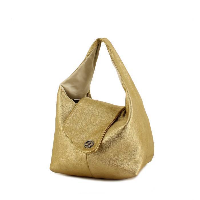 Chanel handbag in gold glittering leather - 00pp