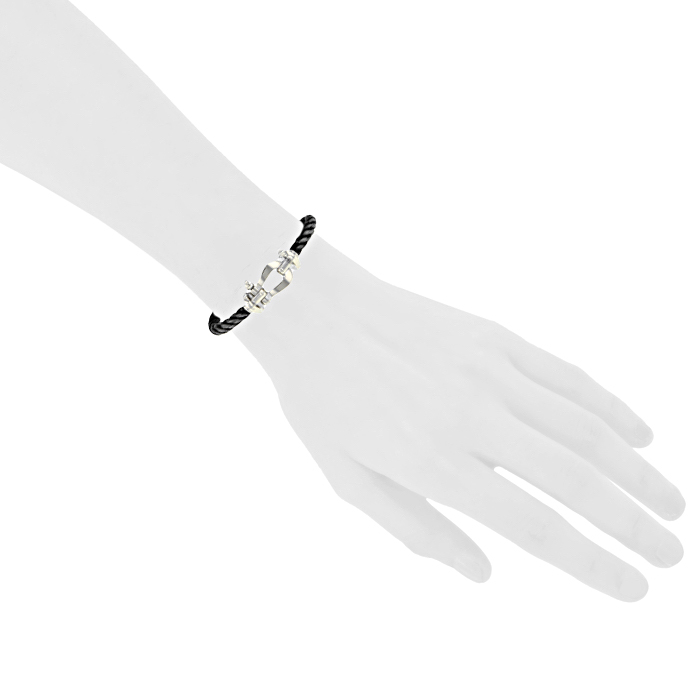 Fred Force 10 large model bracelet in white gold and stainless steel - Detail D1