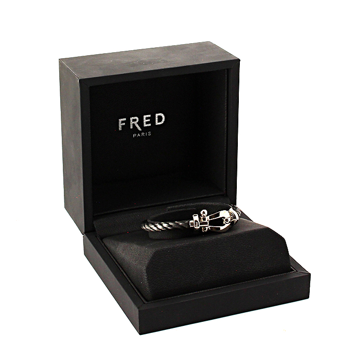 Brazalete Fred Force 10 modelo grande en oro blanco y acero negro - Detail D2