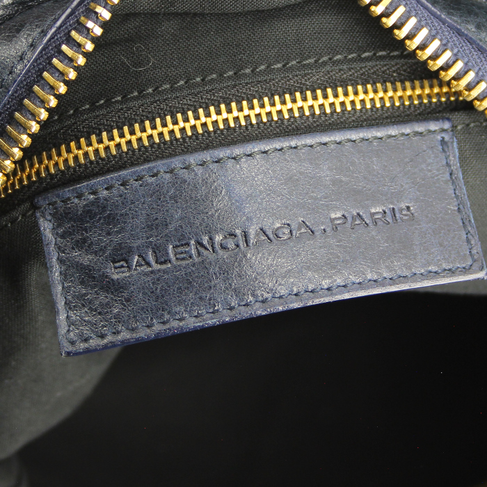 Balenciaga Velo handbag in blue leather - Detail D3