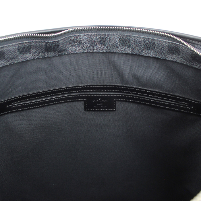 Louis Vuitton messenger bag in grey damier canvas and black leather - Detail D4
