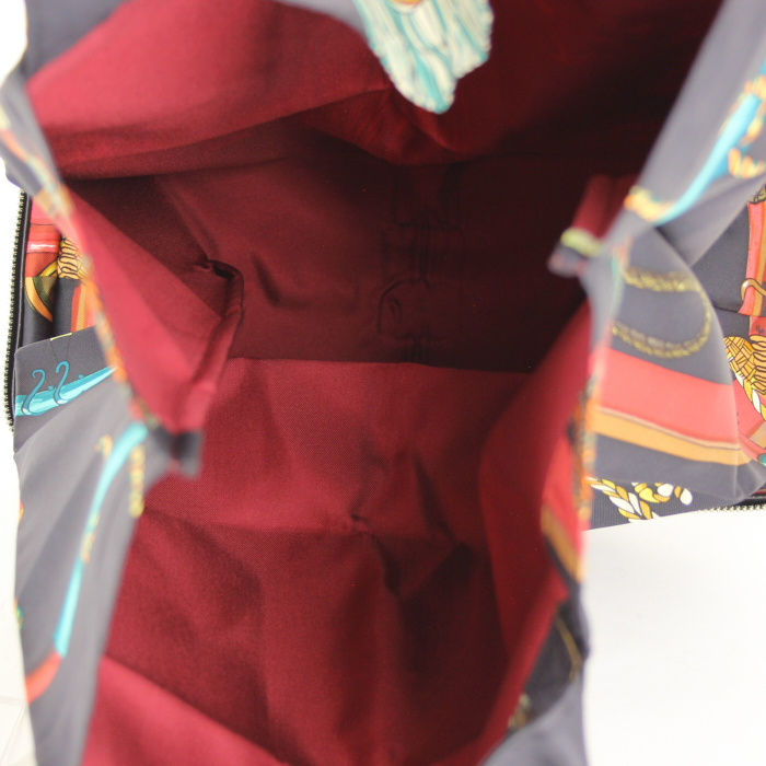 Shopping bag Silky Pop - Shop Bag in tela con stampa nera motivi e pelle nera - Detail D3