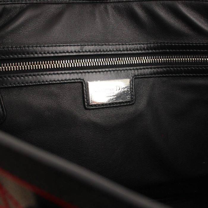 Dior Anselme Reyle shopping bag in black, pink, white and grey canvas and black leather - Detail D3