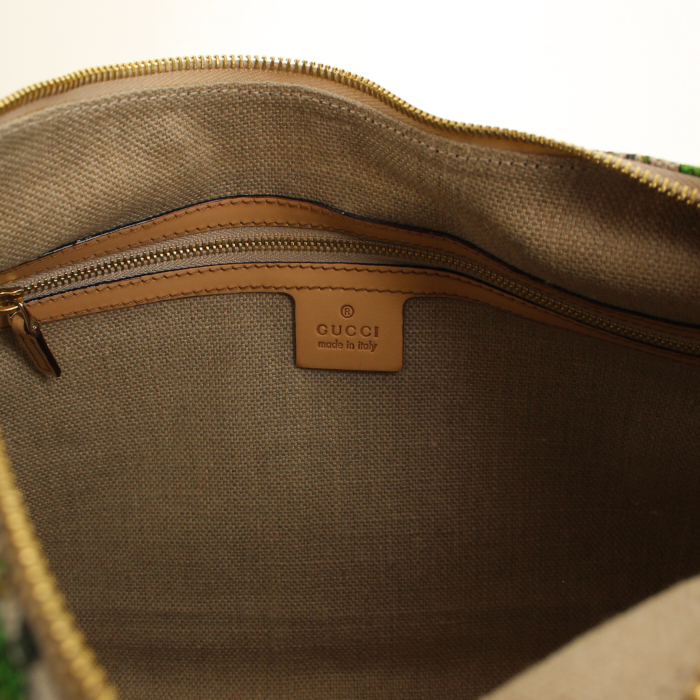 Bolso de mano Gucci Mors en lona blanca y cuero beige - Detail D3