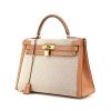 Hermès Kelly 32 cm handbag in beige canvas and gold epsom leather - 00pp thumbnail