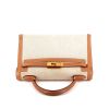 Hermès Kelly 32 cm handbag in beige canvas and gold epsom leather - 360 Front thumbnail