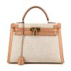Hermès Kelly 32 cm handbag in beige canvas and gold epsom leather - 360 thumbnail