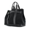 Hermes shopping bag in black canvas and black grained leather - 00pp thumbnail