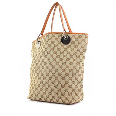 Bolso Cabás Gucci en lona Monogram y cuero marrón