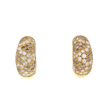 Orecchini Cartier Jeton in oro giallo,  diamanti bianchi e diamanti color cognac