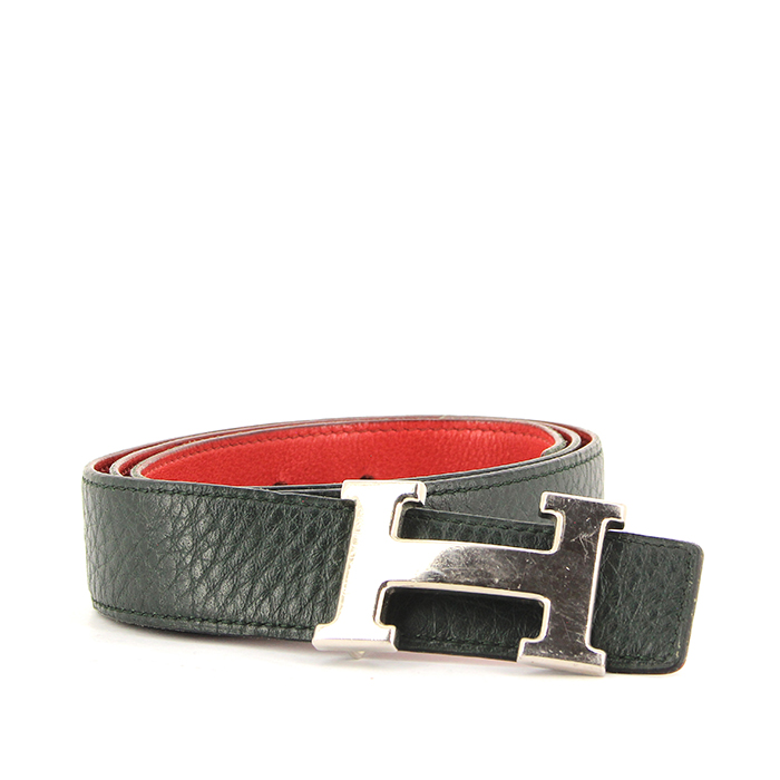 Cinturón Hermes en cuero rojo y negro - Detail D1