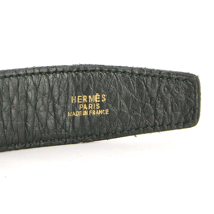 Ceinture Hermes en cuir rouge et noir - Detail D2