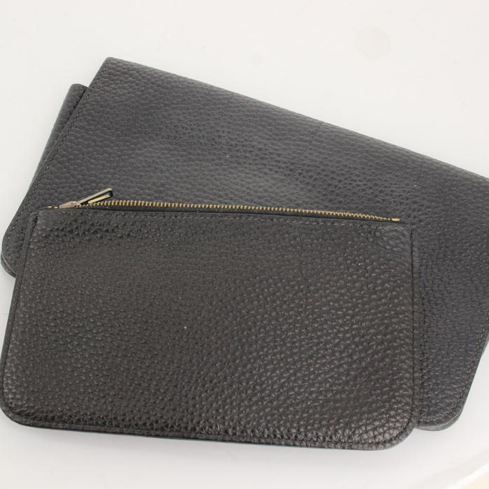 Billetera Hermes Dogon - Pocket Hand en cuero granulado negro - Detail D3