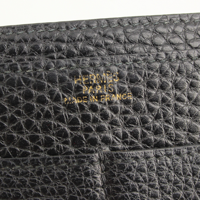 Hermes Dogon - Pocket Hand wallet in black grained leather - Detail D4