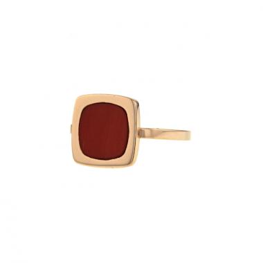 Anello Dinh Van Impressions in oro rosa e corallo rosso