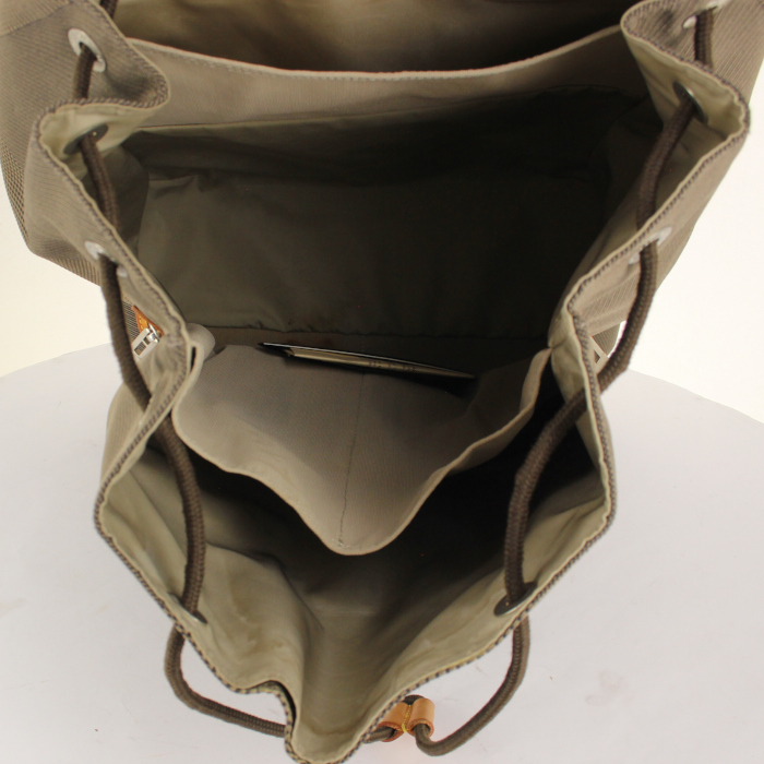 Zaino in tessuto grigio e pelle naturale - Detail D2