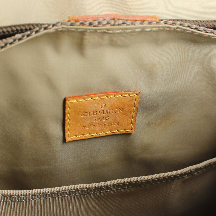 Sac à dos Louis Vuitton Geant Pionnier en tissu gris et cuir naturel - Detail D3