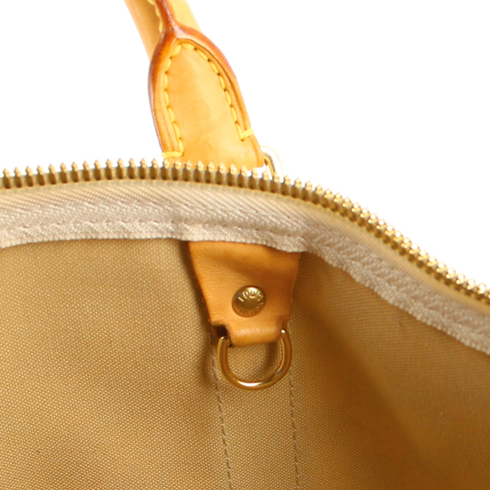 Bolsa de viaje Louis Vuitton Keepall 50 cm en lona a cuadros azul celeste y cuero natural - Detail D3