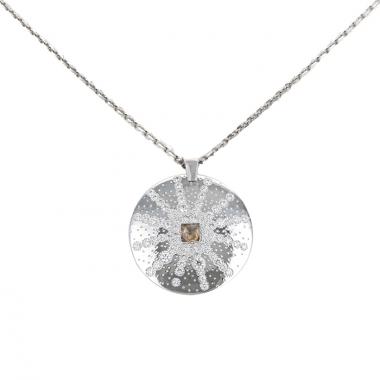 Collier De Beers Talisman en or blanc,  diamants et diamant brut