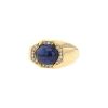 Vintage 1980's signet ring in yellow gold,  diamonds and sapphire - 00pp thumbnail