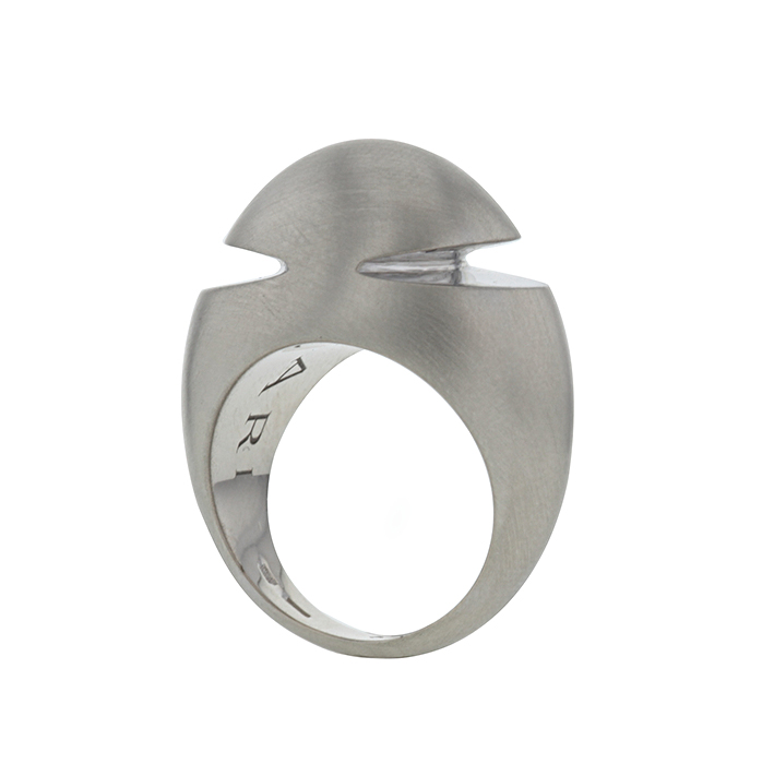 Anello geometrico Bulgari Cabochon in oro bianco - Detail D3