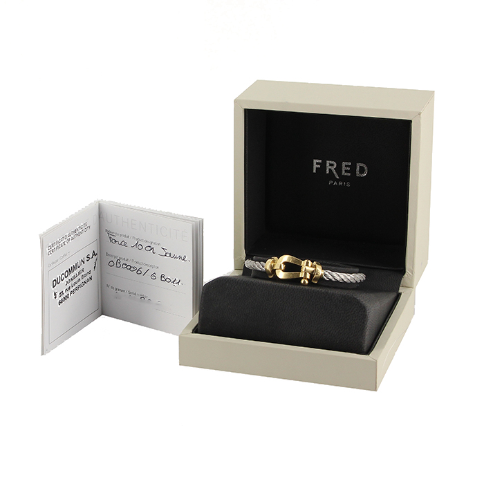 Bracciale Fred Force 10 modello grande in oro giallo e acciaio - Detail D2