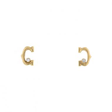 Cartier C de Cartier small earrings in yellow gold and diamonds