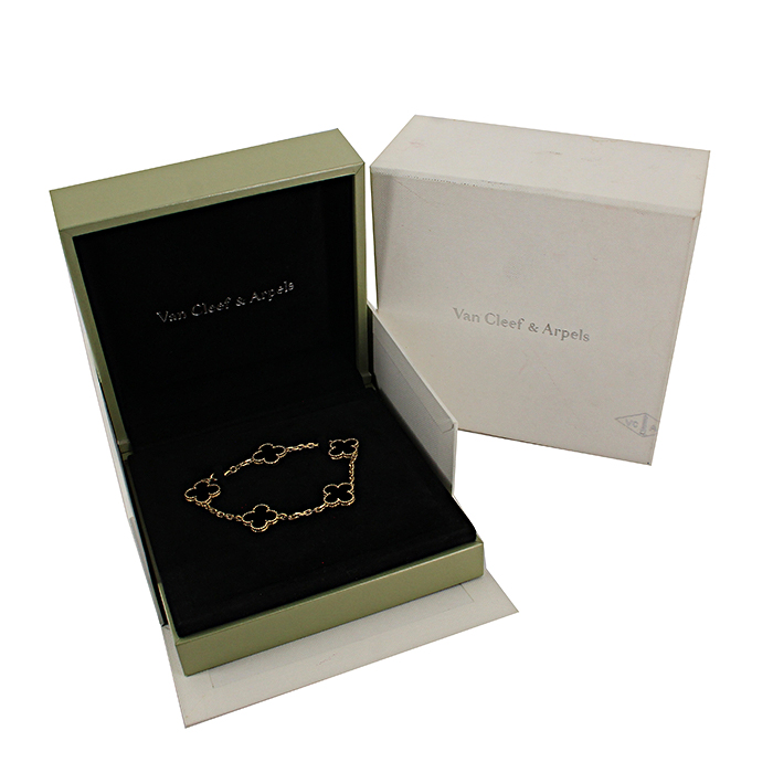 Brazalete Van Cleef & Arpels Alhambra Vintage en oro amarillo y ónix - Detail D2