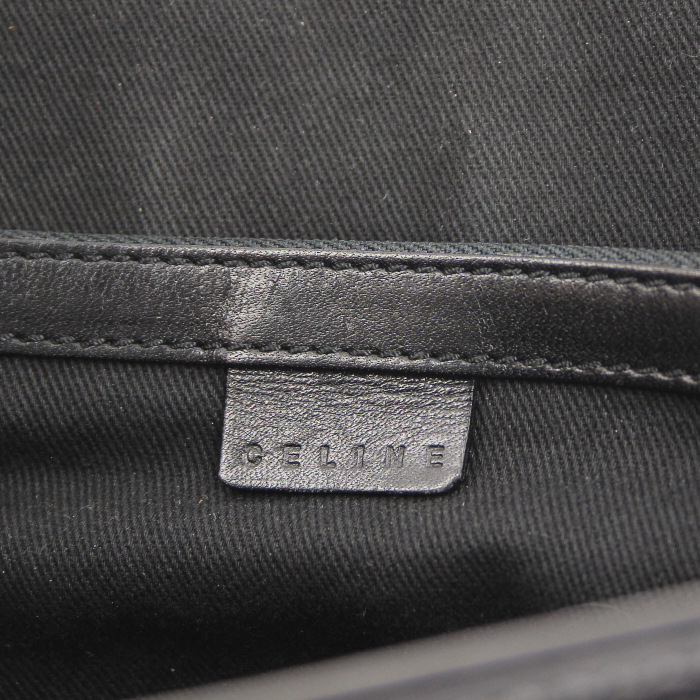 Celine Boogie handbag in black monogram suede and black leather - Detail D4