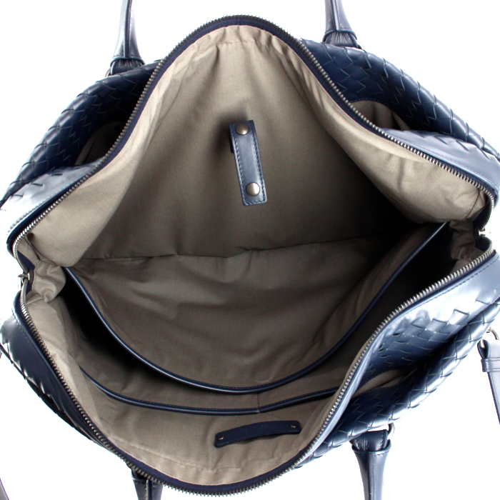 Porte-documents Bottega Veneta en cuir intrecciato bleu - Detail D3