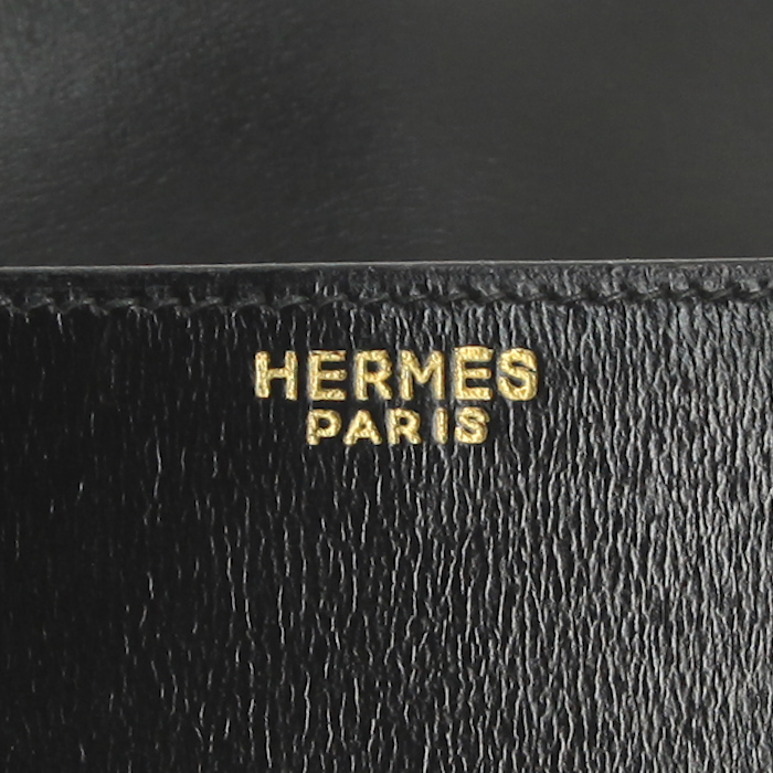 Sac à main Hermes Drag en cuir box noir - Detail D3