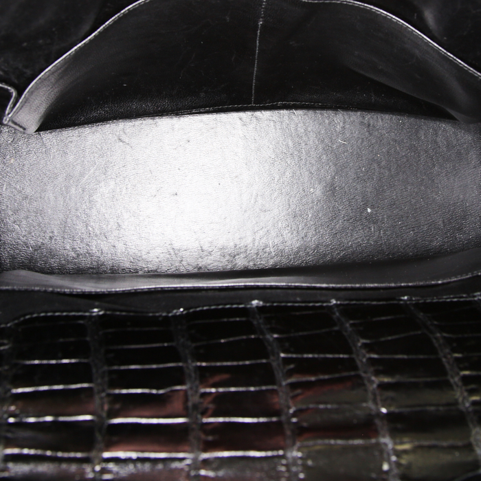 Sac à main Hermes Kelly 32 cm en crocodile noir - Detail D3