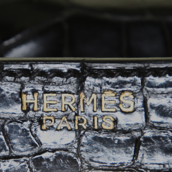 Hermes Kelly 32 cm handbag in black crocodile - Detail D4