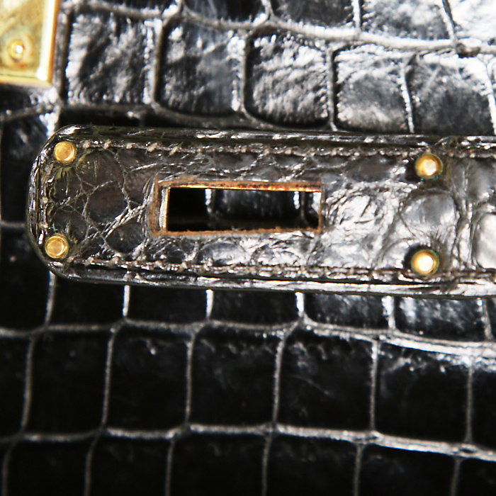 Borsa Hermes Kelly 32 cm in coccodrillo nero - Detail D5