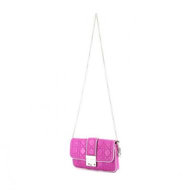 Borsa Dior New Lock in pelle trapuntata rosa cannage e pelle verniciata bianca