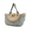 Dior shopping bag in blue and beige leather - 00pp thumbnail