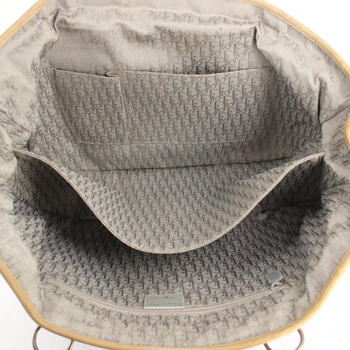 Shopping bag Dior in pelle blu e beige effetto plissettato - Detail D3