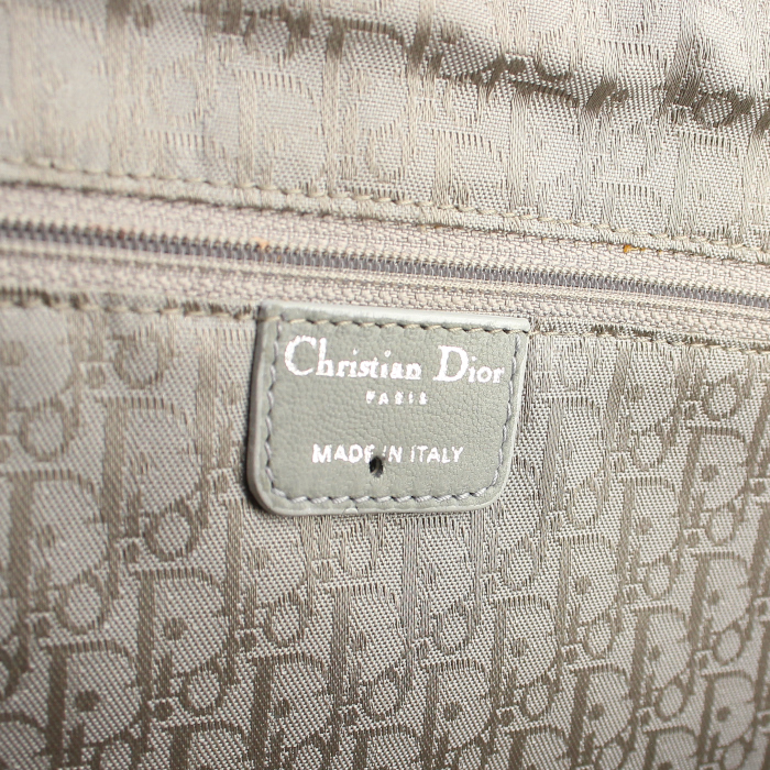 Dior shopping bag in blue and beige leather - Detail D4