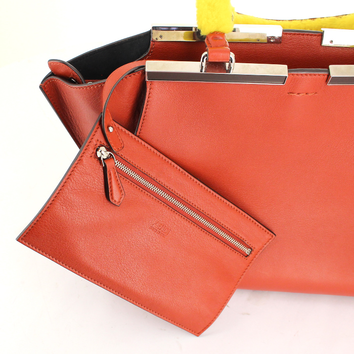 Fendi 3 Jours handbag in brick red leather - Detail D2