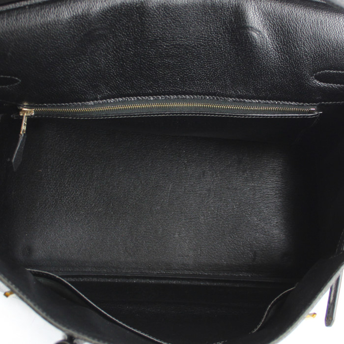 Sac à main Hermes Birkin 35 cm en cuir Fjord noir - Detail D2