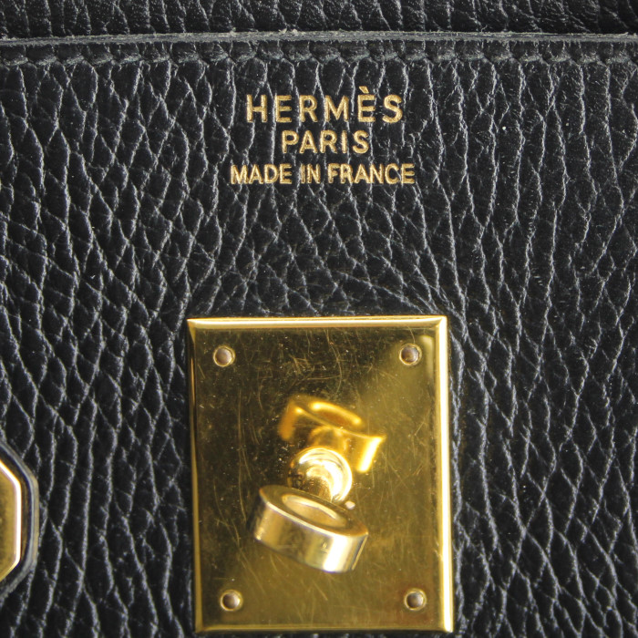 Borsa Birkin 35 cm in pelle Fjord nera - Detail D3