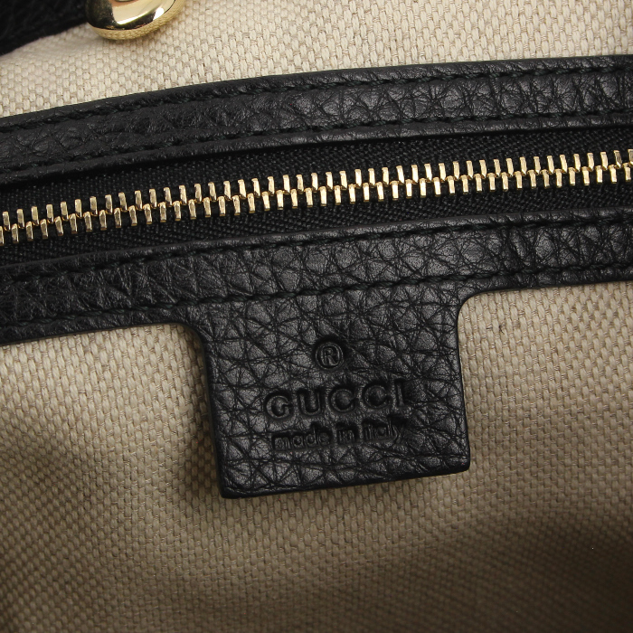Sac à main Gucci en cuir grainé noir - Detail D3